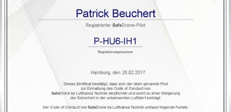 Zertifikat SafeDrone-Pilot für sichere Luftbilder
